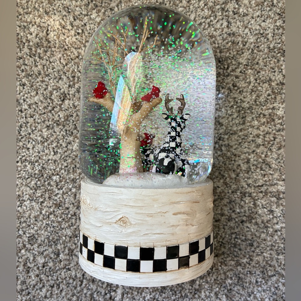 MacKenzie Childs Farmhouse Deer Snow Globe - Picture 3 of 5